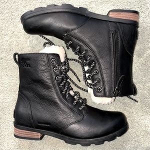 Sorel Women’s Emelie Short Lace-Up Cozy Waterproof Boot - genuine shearling